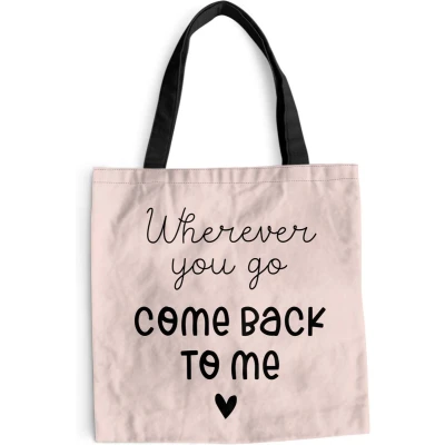 Afbeelding van MuchoWow® Schoudertas Strandtas Big Shopper Boodschappentas Liefde Relatie Roze 45x45 cm Katoenen tas