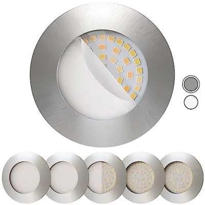 Afbeelding van Scandinavian home Set van 6 led inbouwspots, dimbaar, warmDim 230 V, 5,8 W, warm wit, 60 mm 70 mm, geschikt voor badkamer, CRI 90 580 lm, 3100 K, 68 roestvrij stalen design met matglas, platte