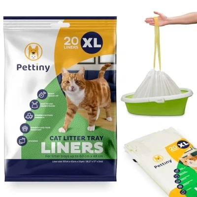 Afbeelding van Pettiny 20 XL Kattenbakzakken met Trekkoorden Krasbestendige Zakken voor Extra Grote Kattenbakken