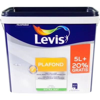 Afbeelding van Plafondverf Wit Levis: 5+1l Gratis