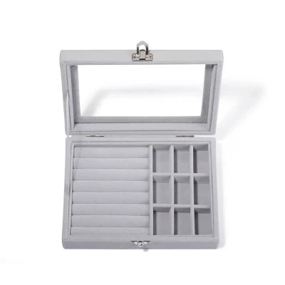 Afbeelding van Fliex Sieradendoos sieraden organizer ringen oorbellen manchetknopen broches grijs