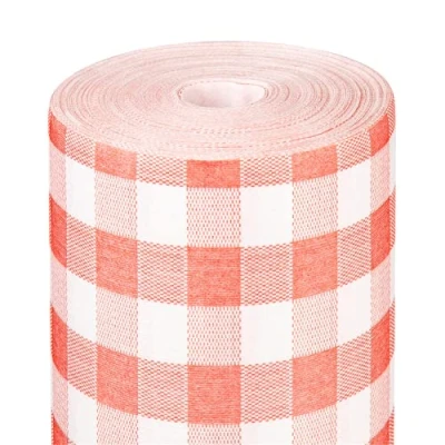 Afbeelding van Tafellinnen Like Linen Tafelrol 1,20mx25m Boerenbont Rood