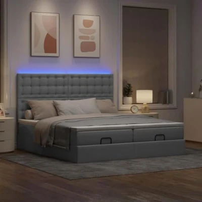 Afbeelding van vidaXL Bedframe met matrassen 200x200cm stof lichtgrijs