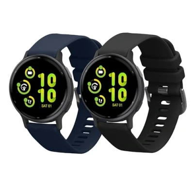 Afbeelding van kwmobile 2x horlogebandjes geschikt voor Garmin vivoactive 5 / active bandje Smartwatch bandjes van TPU Activity tracker horloge band in zwart donkerblauw