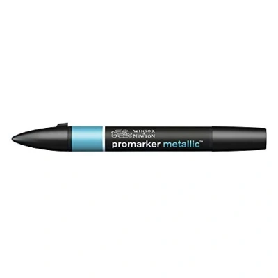 Afbeelding van Winsor &amp; Newton 0206695 Promarker metallic, professionele layoutmarker 2 punten, fijn en breed voor tekeningen, ontwerp lay outs Blue