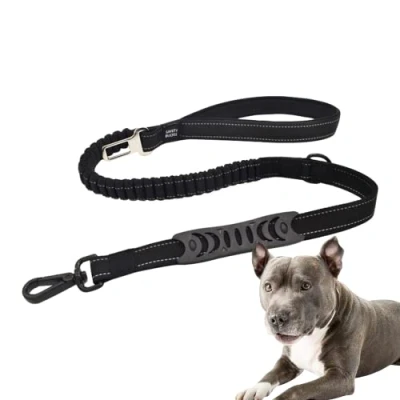 Afbeelding van Hondenriem, anti trek, hondenauto met gesp, 1 m / 1,4 m, reflecterend, gewatteerde handgreep, voor kleine/middelgrote/grote honden (zwart)