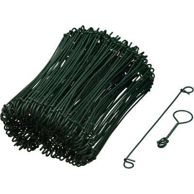 Afbeelding van Nature groen geplastificeerde ijzeren lusdraad (200stuks) 16cm x 1.4mm