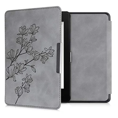 Afbeelding van kwmobile case compatibel Met Amazon Kindle Paperwhite (10. Gen 2018) hoes standaard E reader cover in grijs Magnolia