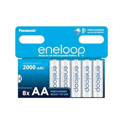 Afbeelding van Panasonic eneloop Ready to Use Ni MH batterijen, AA/Mignon, 8 pack, verbeterde capaciteit van min. 2000 mAh, levensduur 2100 laadcycli, oplaadbare batterijen in plasticvrije verpakking