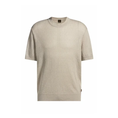 Afbeelding van BOSS Ajordino Tshirt basic, Heren, Maat: Medium, Light beige one