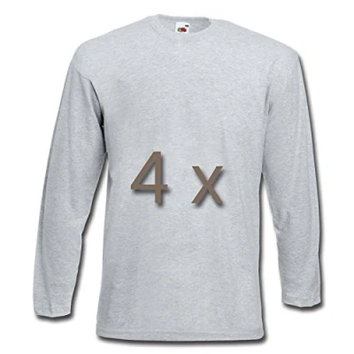 Afbeelding van Fruit of the Loom T shirt, met lange mouwen, M/L/XL/XXL, 4 stuks, verschillende kleurensets verkrijgbaar, Grau, L
