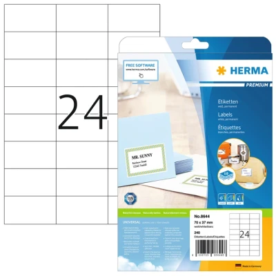 Afbeelding van Etiket HERMA 8644 70x37mm premium wit 240stuks