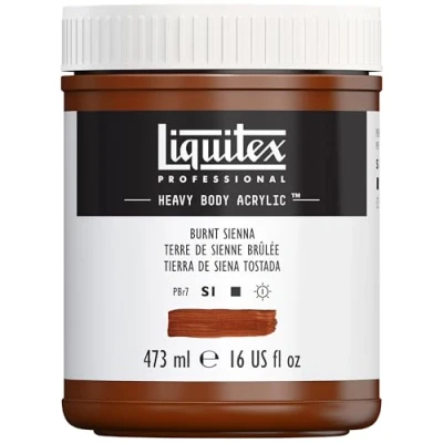 Afbeelding van Liquitex 4412127 Professional Heavy Body acrylverf in kunstenaarskwaliteit met uitstekende lichtechtheid en boterachtige consistentie, 473ml Pot, Burnt Sienna