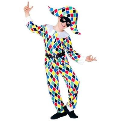 Afbeelding van Widmann Harlequin Kostuum Harlekijn Kind Luxe Jongen Multicolor Maat 164 Carnavalskleding Verkleedkleding