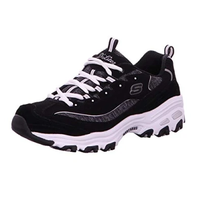 Afbeelding van Skechers D&#039;lites Me Time Sneakers voor dames, Black Trubuck Gray Mesh White Trim, 37 EU
