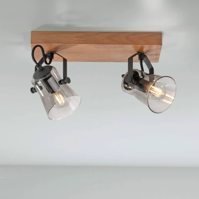 Afbeelding van Just Light Plafondlamp Green Langström hout 2 lichts 11448 79
