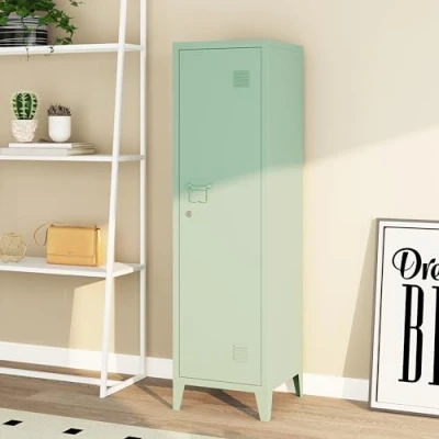 Afbeelding van Lockerkast Kurikka metaal 137x38x38 cm pastel groen [en.casa]