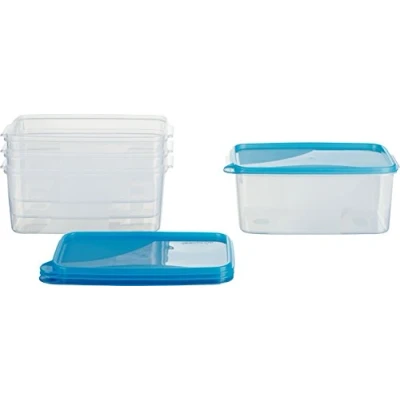 Afbeelding van MiraHome voedselopslagcontainer, vriescontainer, 23x15x10,5 cm, blauw, Oostenrijkse kwaliteit (2,75l Rechthoekig Hoog (4 Stk))