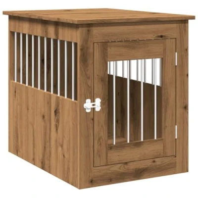 Afbeelding van vidaXL Hondenbench 55x75x65 cm bewerkt hout artisanaal eikenkleurig