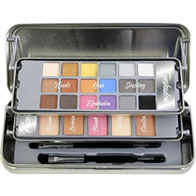 Afbeelding van The Color Workshop New Hello Beautiful Fashion Tinnen Etui met Cantilever Trays Complete Professionele Make up Kit voor Ogen en Gezicht Gift Set Meisjes, Tieners Vrouwen