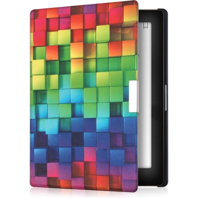 Afbeelding van kwmobile E reader hoesje geschikt voor Kobo Aura Edition 1 hoes flip case met magnetische sluiting Ereader cover Regenboog Kusbussen design in meerkleurig / groen blauw