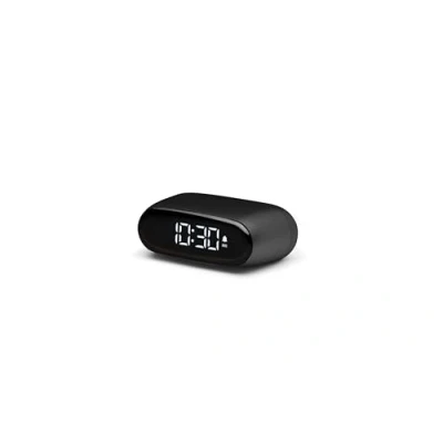 Afbeelding van Lexon MINUT Mini wekker, compact, met puur zwart VA display, touch bediening, snooze functie en achtergrondverlichting, oplaadbare batterij, aluminium afwerking,