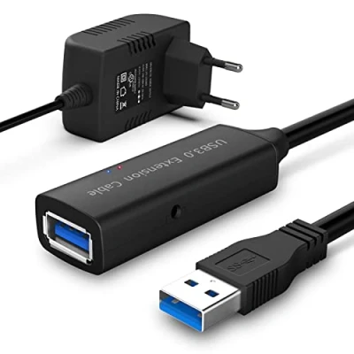Afbeelding van RSHTECH USB 3.0 verlengkabel 15 M met 10 W (5 V/2 A) voeding 5 Gbps actief Super Speed verlengchipset, signaalversterker, repeater, RSH