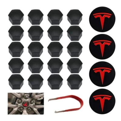 Afbeelding van Wielnaafdoppen en Wielschroefdoppen Set Magic Select, compatibel met TESLA Model 3. (4 stuks 20 Wielmoerafdekking)