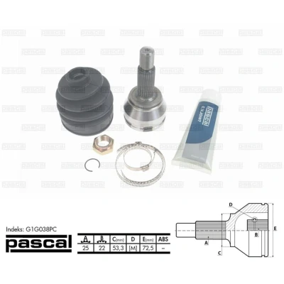Afbeelding van Homokineet reparatie set, aandrijfas PASCAL G1G038PC