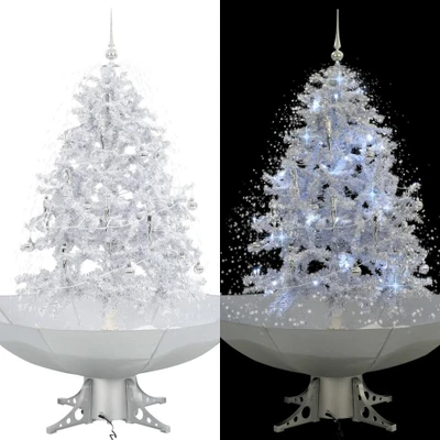 Afbeelding van Kerstboom sneeuwend met paraplubasis 140 cm wit