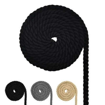 Afbeelding van katoenen koord, macramégaren, verschillende maten, touw voor doe het zelf knutselwerk, geschenken (zwart, 10 mm (4 m)