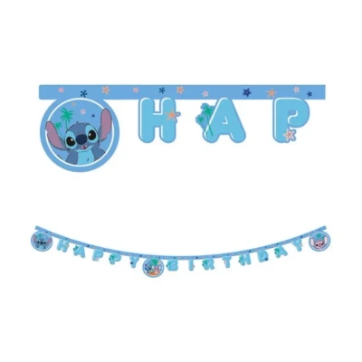 Afbeelding van Vegaoo Stitch slinger Happy Birthday 200 cm