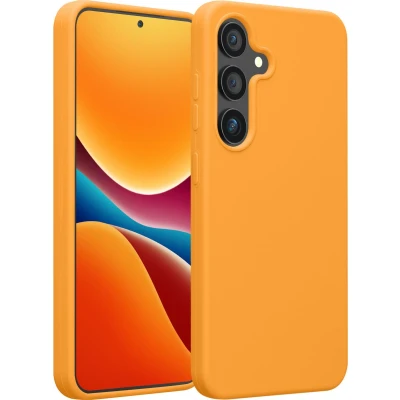 Afbeelding van kwmobile telefoonhoesje geschikt voor Samsung Galaxy S25 Plus Hoesje met siliconen coating Smartphone case in fruitig oranje