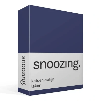 Afbeelding van Snoozing Katoen satijn Laken Lits jumeaux 240x260 cm Navy