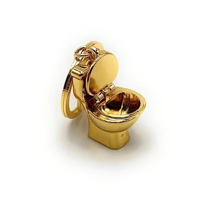 Afbeelding van H Customs Loo Toilet Sleutelhanger Gouden Hanger