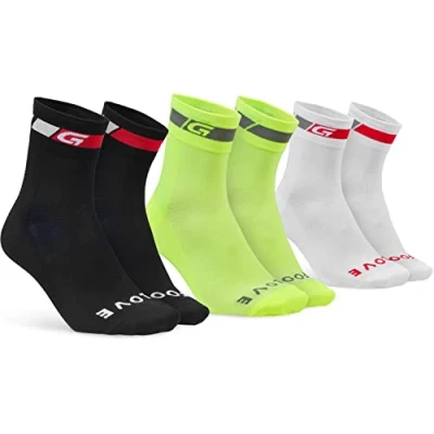 Afbeelding van GripGrab Tricolore Regular Cut 3PACK Zomer Fietssokken Coolmax Wielersport Sokken Zwart/Wit/Geel Hi Vis Unisex Maat M (41 44)