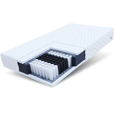 Afbeelding van FDM Treviso 4KIDS Pocketveringmatras, 80 x 160 cm, 7 zones, kindermatras, hardheidsgraad H3 (middelhard), 14 cm hoogte, polyurethaanschuim, tweezijdig, afneembaar, wasbaar