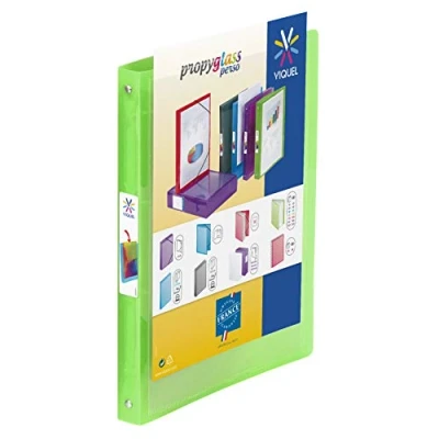 Afbeelding van Viquel Flexibele map A4 personaliseerbaar 4 ringen rug 2,5 cm doorschijnend groen