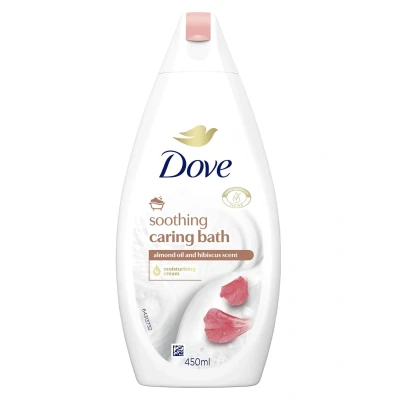 Afbeelding van Dove Caring Bath Amandelmelk &amp; Hibiscus Badcrème 6 x 450 ml Voordeelverpakking