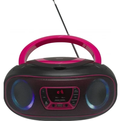 Afbeelding van Denver Draagbare Radio CD Speler Kinderen Bluetooth Lichteffecten Boombox AUX FM TCL212BT Roze
