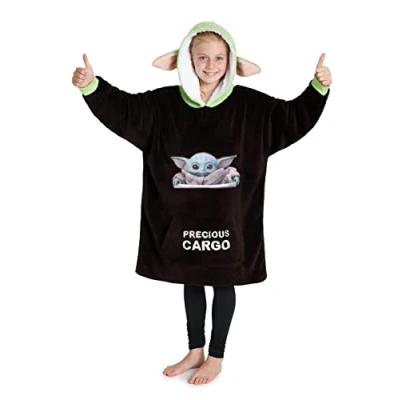 Afbeelding van Disney The Mandalorian kindertrui met capuchon, XL trui van fleece, Baby Yoda, Zwart, Eén maat (Bruin/Groen)