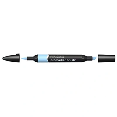 Afbeelding van Winsor &amp; Newton 0204378 Promarker Brush voor tekeningen, kalligrafie, ontwerp en lay outs, streeploos tekenen met beitel penseelpunt Cloud Blue