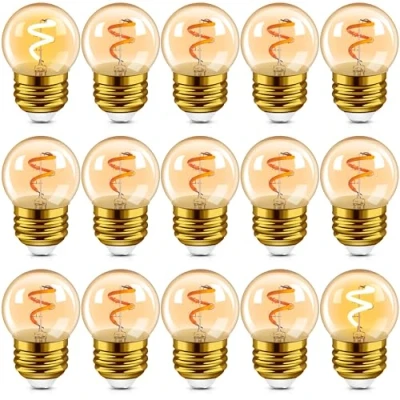 Afbeelding van Hcnew G40 E27 LED lamp met filament, retro Edison gloeilamp, 1 W, gloeilamp van amberkleurig glas, 220 V voor lichtkettingen buiten, zeer warm, 2200 K, 15 stuks