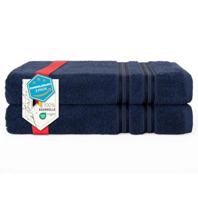 Afbeelding van Hammetex Badhanddoekenset, 70 x 140 cm, 100% katoen, premium kwaliteit, groot, zacht, absorberend, sneldrogend, donkerblauw