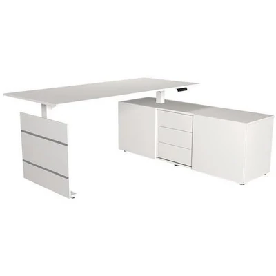 Afbeelding van Zit sta bureau Move 3 wit 180cm elektrisch met archiefkast