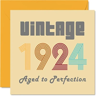 Afbeelding van 99e verjaardagskaarten voor mannen en vrouwen vintage 1924 verouderd tot perfectie 99 verjaardagskaart grappig haar hem, 145 mm x beste vriend overgrootvader oma oppas Nanny Nan