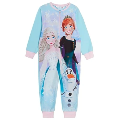 Afbeelding van Disney Frozen 2 Onesie Voor Meisjes Pyjama Fleece All In One Kids Pjs Elsa Anna Rits Loungewear, Blauw, 5 6 jaar