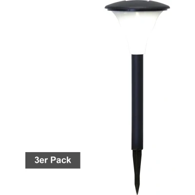 Afbeelding van Star Trading Solar paalverlichting Faro, set van 3, padverlichting, zwart, batterij, schemersensor, warm wit, 26 cm