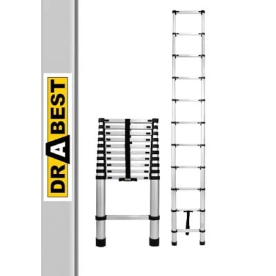 Afbeelding van ladder aluminium telescopische uittrekladder opvouwbare universele 11 treden werkhoogte 3,2 m