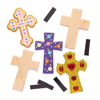 Afbeelding van Baker Ross AW296 houten magneet &quot;Kruis&quot; (10 stuks) knutselidee voor Pasen kinderen om te versieren en als decoratief idee,Hout